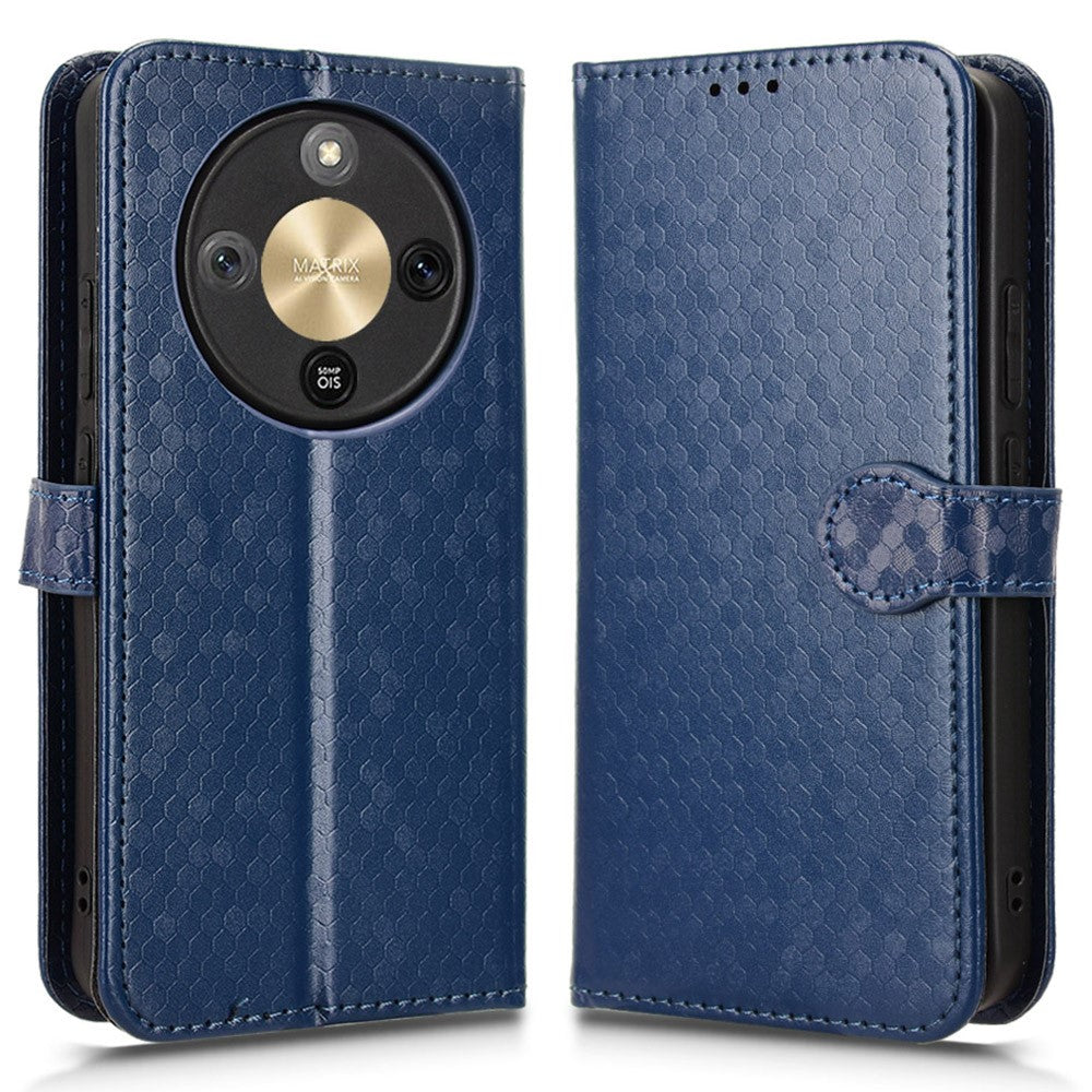 For Honor X70 5G  /  X9d 5G Wallet Case Dot Pattern Imprint PU Leather Phone Cover with Wrist Strap