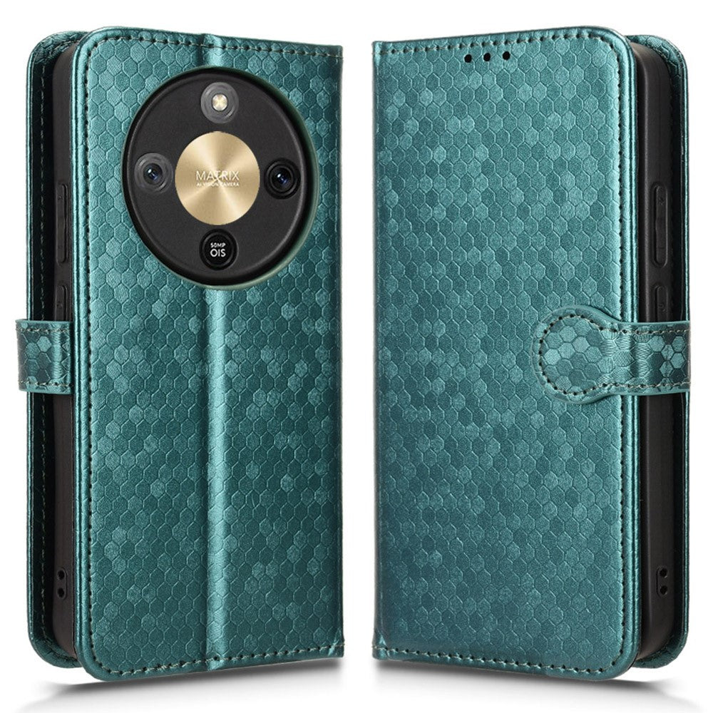 For Honor X70 5G  /  X9d 5G Wallet Case Dot Pattern Imprint PU Leather Phone Cover with Wrist Strap