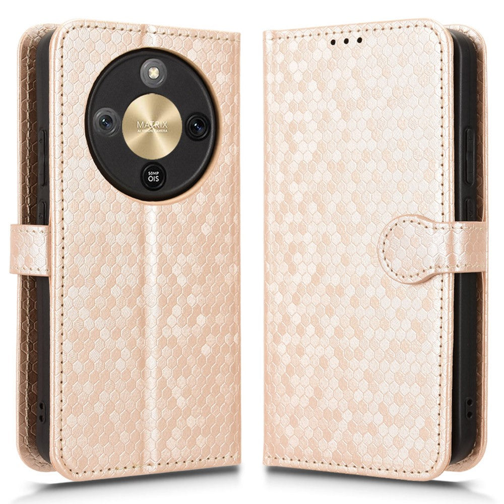 For Honor X70 5G  /  X9d 5G Wallet Case Dot Pattern Imprint PU Leather Phone Cover with Wrist Strap