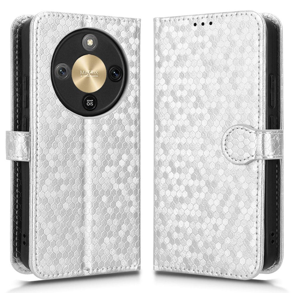 For Honor X70 5G  /  X9d 5G Wallet Case Dot Pattern Imprint PU Leather Phone Cover with Wrist Strap