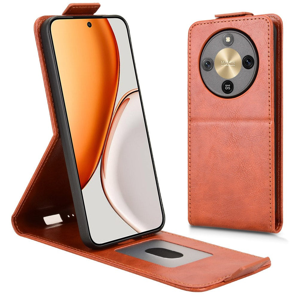 For Honor X70 5G  /  X9d 5G Stand Case Magnetic Clasp Vertical Flip Leather Phone Cover with Card Holder