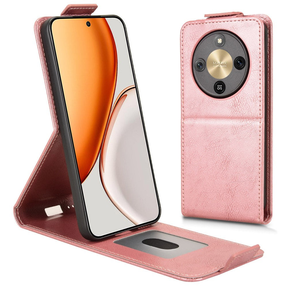 For Honor X70 5G  /  X9d 5G Stand Case Magnetic Clasp Vertical Flip Leather Phone Cover with Card Holder