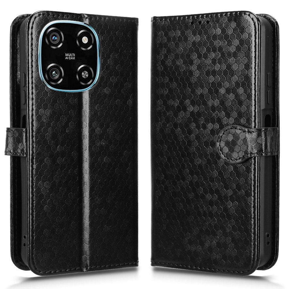 For Blackview Color 6 Wallet Case Dot Pattern Imprint PU Leather Phone Cover with Wrist Strap