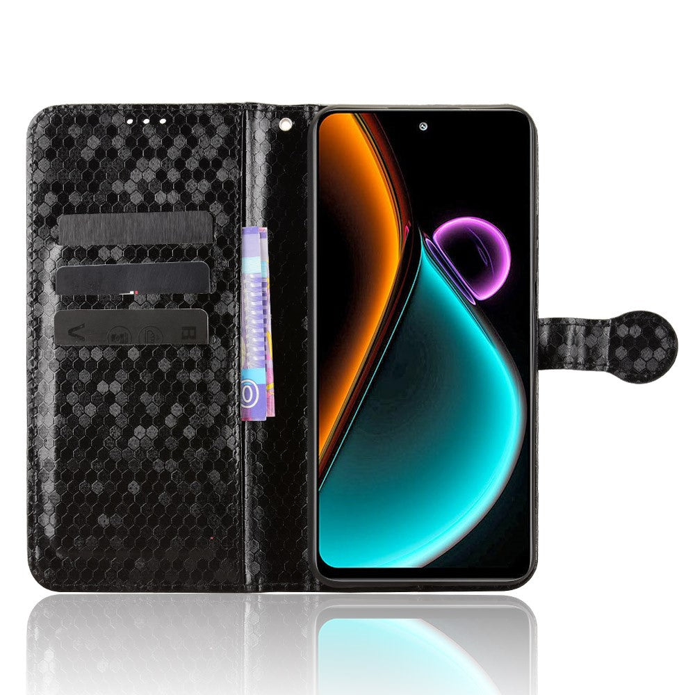 For Blackview Color 6 Wallet Case Dot Pattern Imprint PU Leather Phone Cover with Wrist Strap