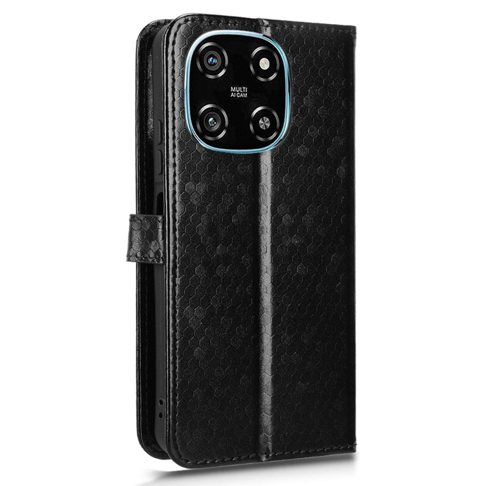For Blackview Color 6 Wallet Case Dot Pattern Imprint PU Leather Phone Cover with Wrist Strap