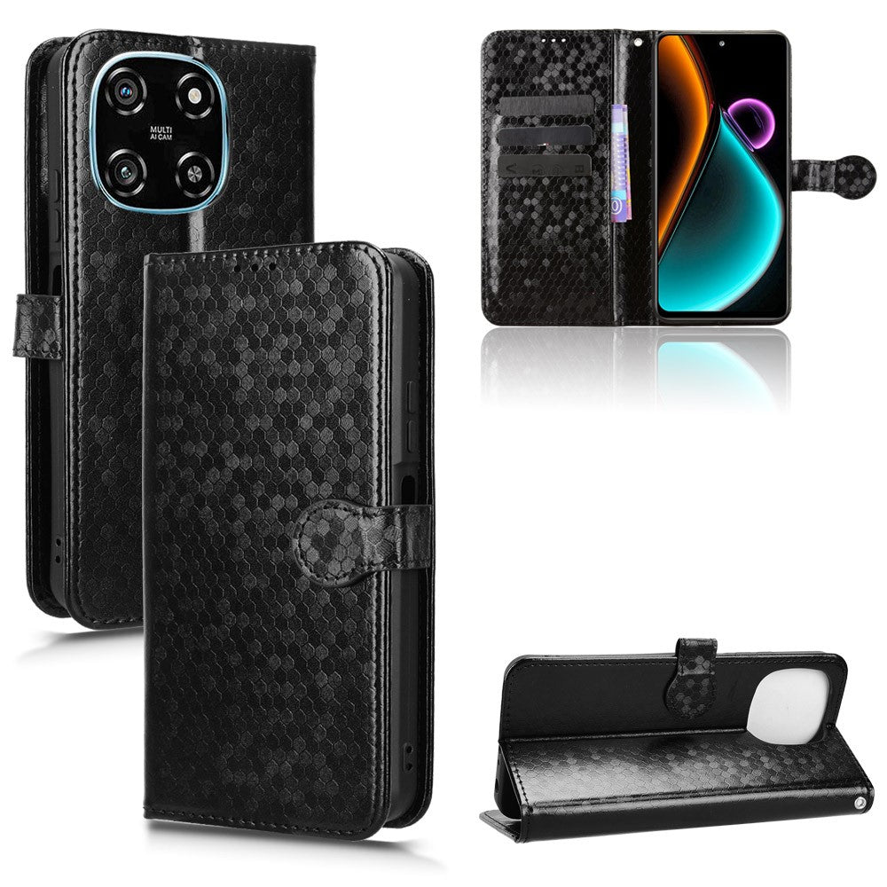 For Blackview Color 6 Wallet Case Dot Pattern Imprint PU Leather Phone Cover with Wrist Strap