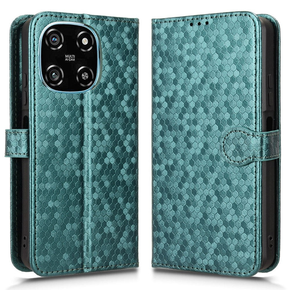 For Blackview Color 6 Wallet Case Dot Pattern Imprint PU Leather Phone Cover with Wrist Strap