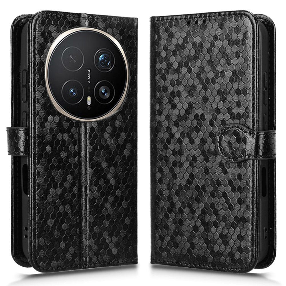 For Honor Magic8 Pro 5G Wallet Case Dot Pattern Imprint PU Leather Phone Cover with Wrist Strap