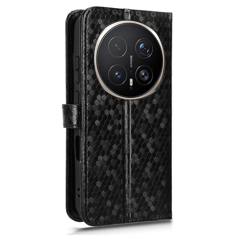 For Honor Magic8 Pro 5G Wallet Case Dot Pattern Imprint PU Leather Phone Cover with Wrist Strap