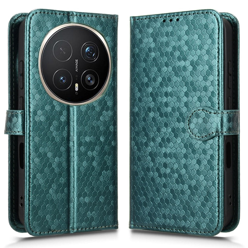 For Honor Magic8 Pro 5G Wallet Case Dot Pattern Imprint PU Leather Phone Cover with Wrist Strap