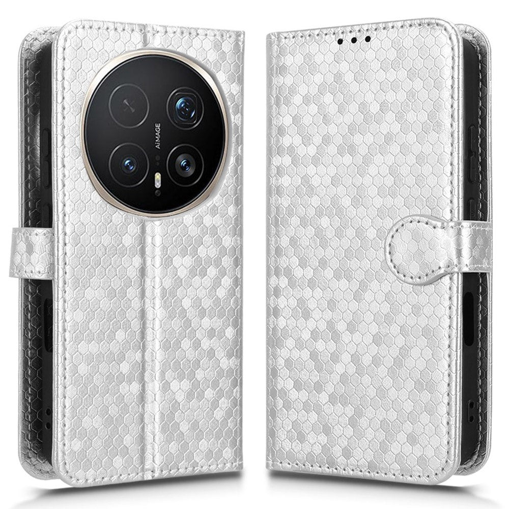 For Honor Magic8 Pro 5G Wallet Case Dot Pattern Imprint PU Leather Phone Cover with Wrist Strap