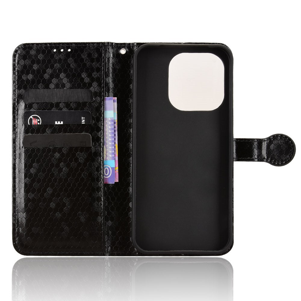 For OnePlus 15 5G Wallet Case Dot Pattern Imprint PU Leather Phone Cover with Wrist Strap
