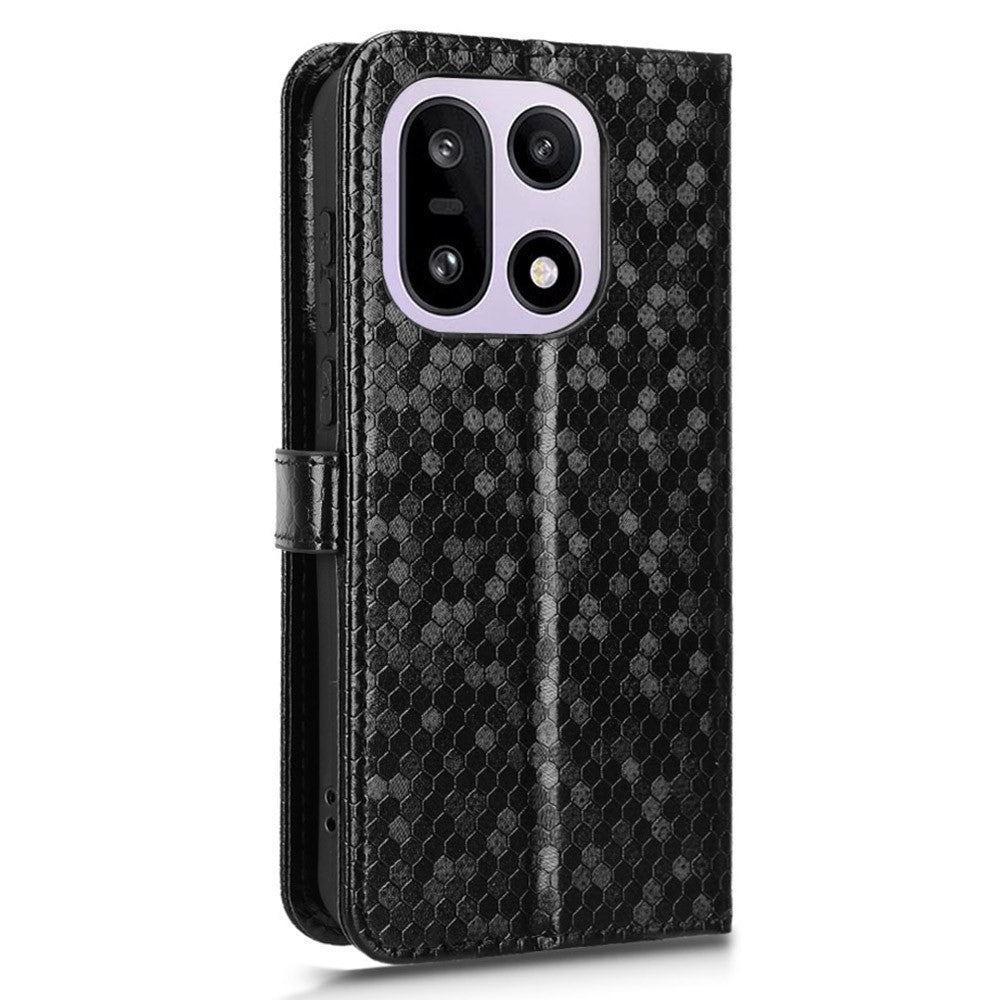 For OnePlus 15 5G Wallet Case Dot Pattern Imprint PU Leather Phone Cover with Wrist Strap