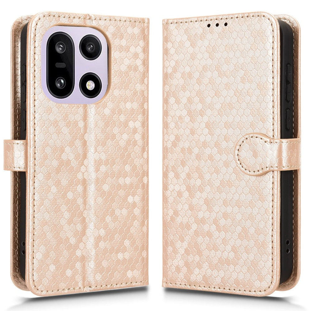 For OnePlus 15 5G Wallet Case Dot Pattern Imprint PU Leather Phone Cover with Wrist Strap