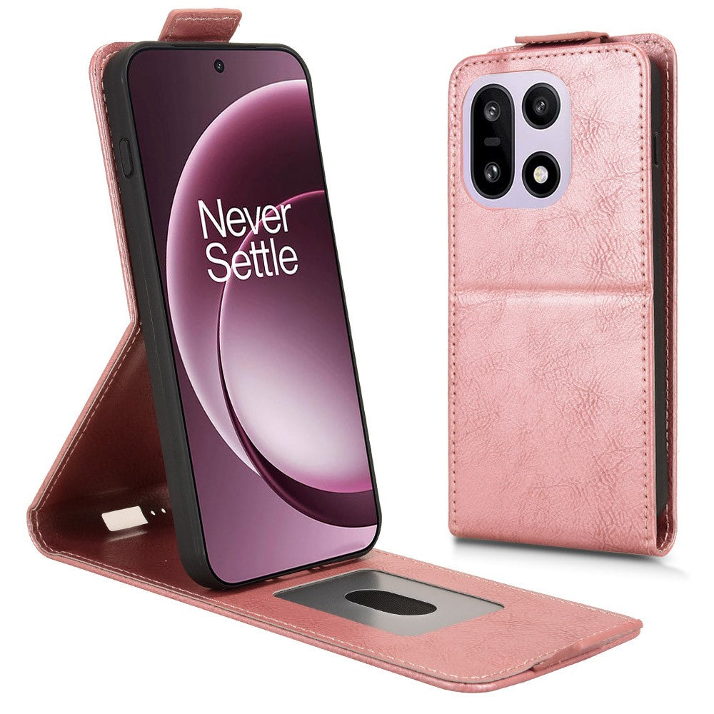 For OnePlus 15 5G Stand Case Magnetic Clasp Vertical Flip Leather Phone Cover with Card Holder