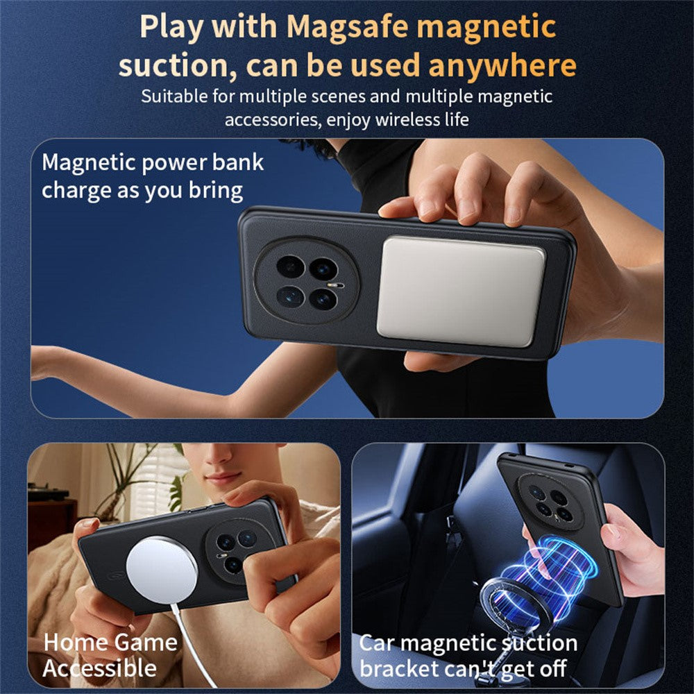 For Honor Magic8 5G Case Compatible with MagSafe Leather Coated TPU + PC Phone Cover