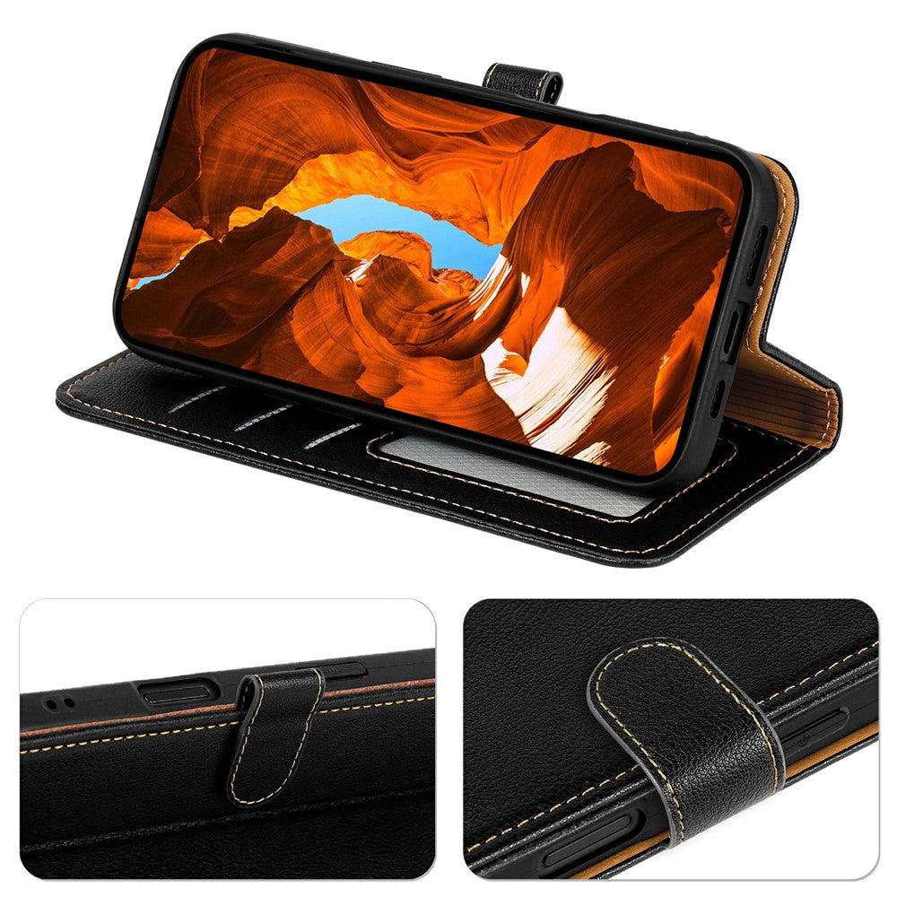 For vivo iQOO 15 5G Case RFID Blocking Wallet Litchi Texture Leather Phone Cover Magnetic Clasp