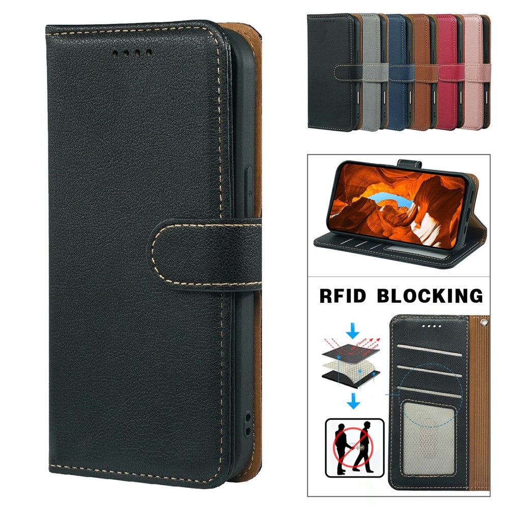 For vivo iQOO 15 5G Case RFID Blocking Wallet Litchi Texture Leather Phone Cover Magnetic Clasp