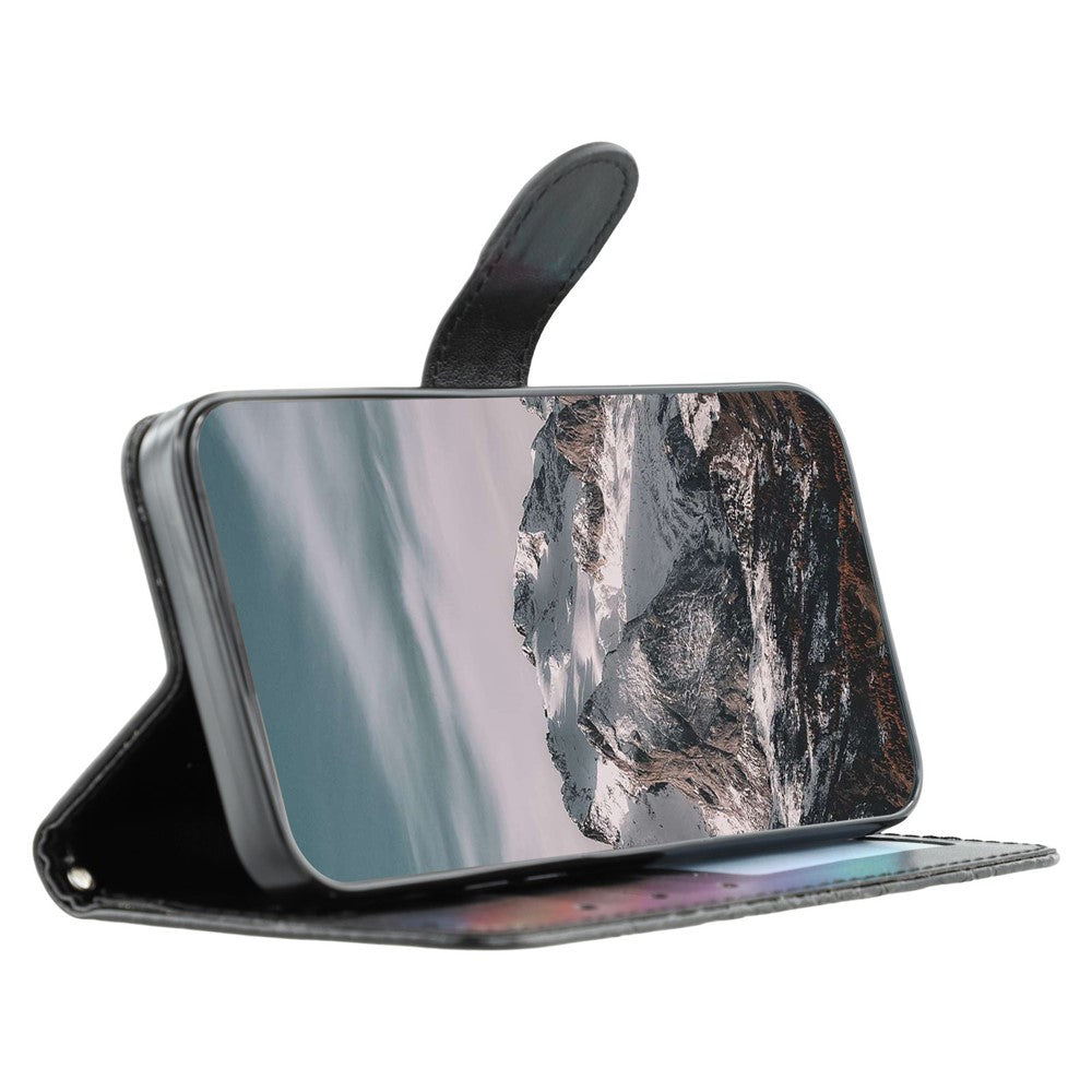 For vivo iQOO 15 5G Case PU Leather Mandala Imprinted Design Wallet Phone Cover with Wrist Strap