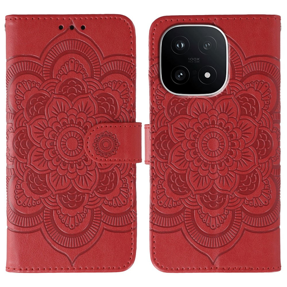 Funda tipo cartera para vivo iQOO 15 5G de piel sintética con diseño de mandala y correa de muñeca. 