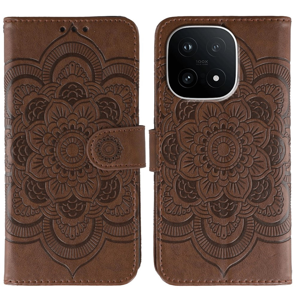 Funda tipo cartera para vivo iQOO 15 5G de piel sintética con diseño de mandala y correa de muñeca. 