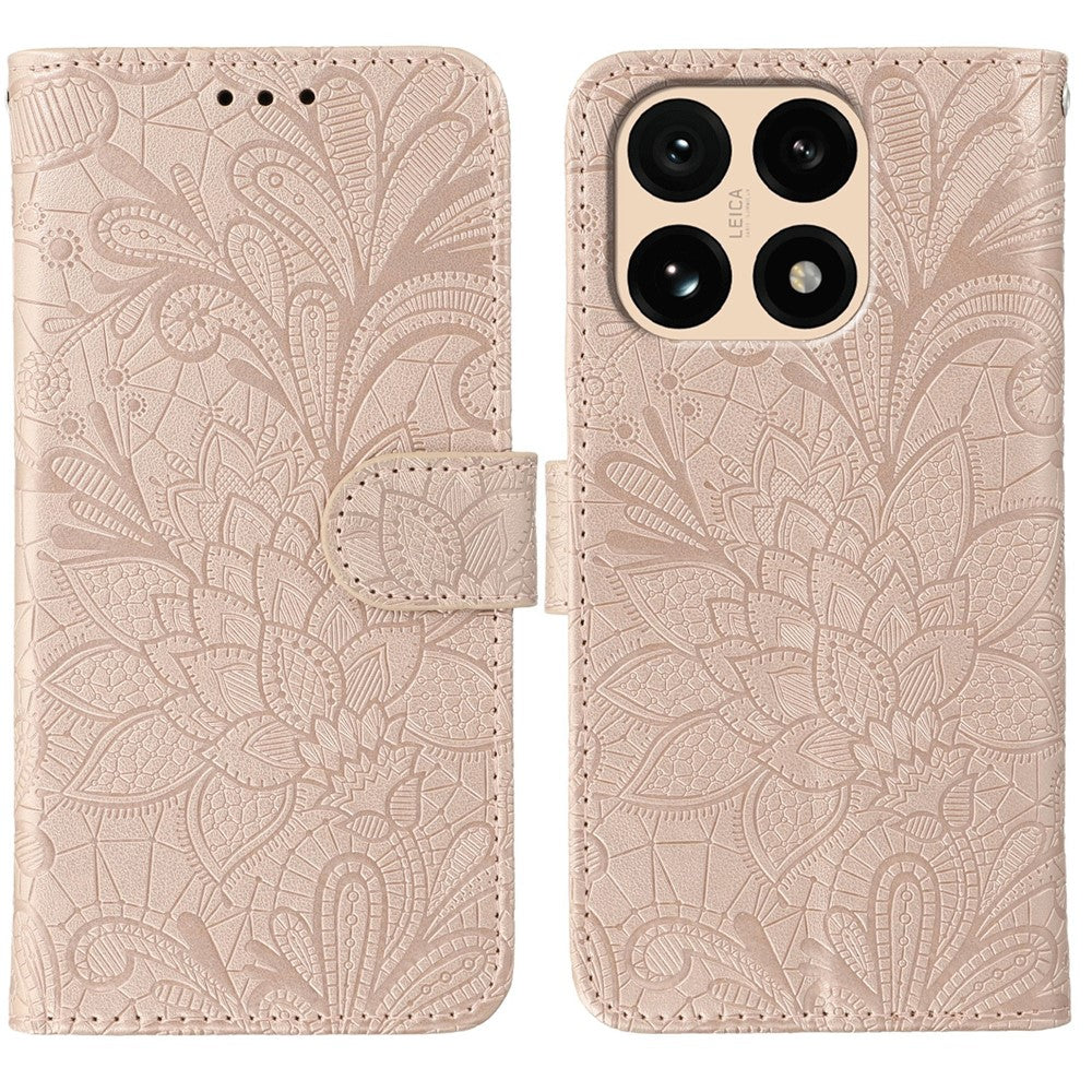 For Xiaomi 15T Case Lace Flowers PU Leather Flip Wallet Phone Cover
