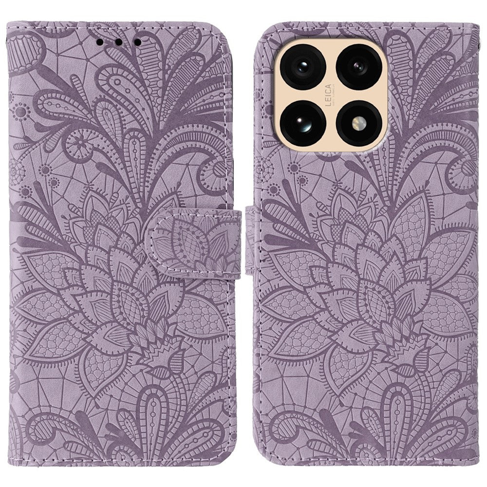 For Xiaomi 15T Case Lace Flowers PU Leather Flip Wallet Phone Cover