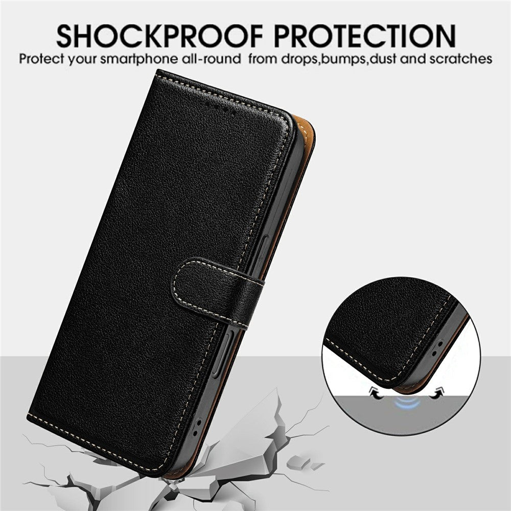 For OnePlus 15 5G Case RFID Blocking Wallet Litchi Texture Leather Phone Cover Magnetic Clasp