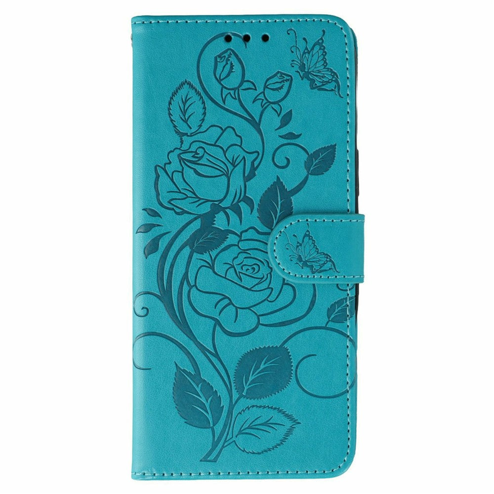 For OnePlus 15 5G Case Wallet Stand Imprinted Rose Butterfly PU Leather Phone Cover