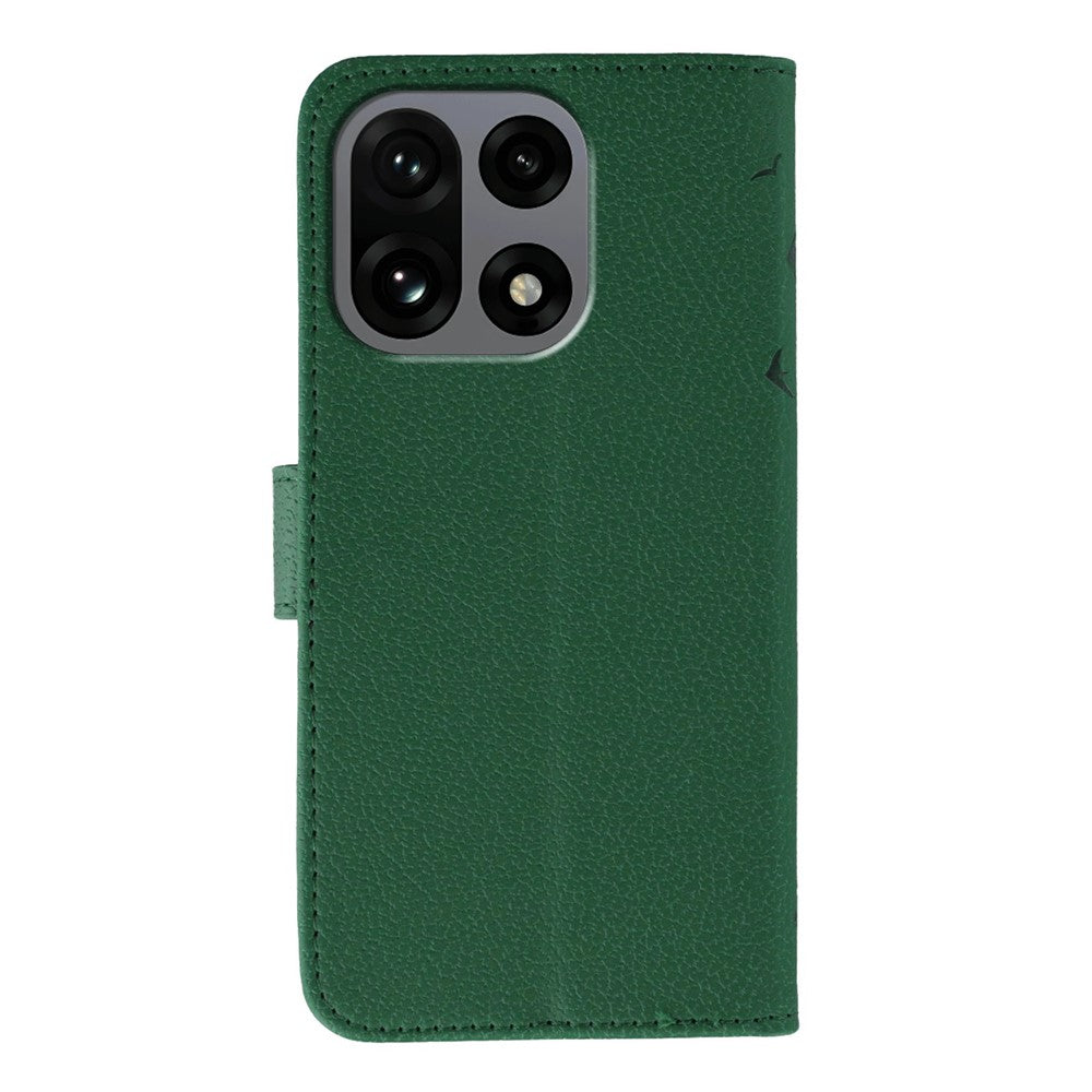 For OnePlus 15 5G Case Feather Imprint PU Leather Wallet Phone Cover