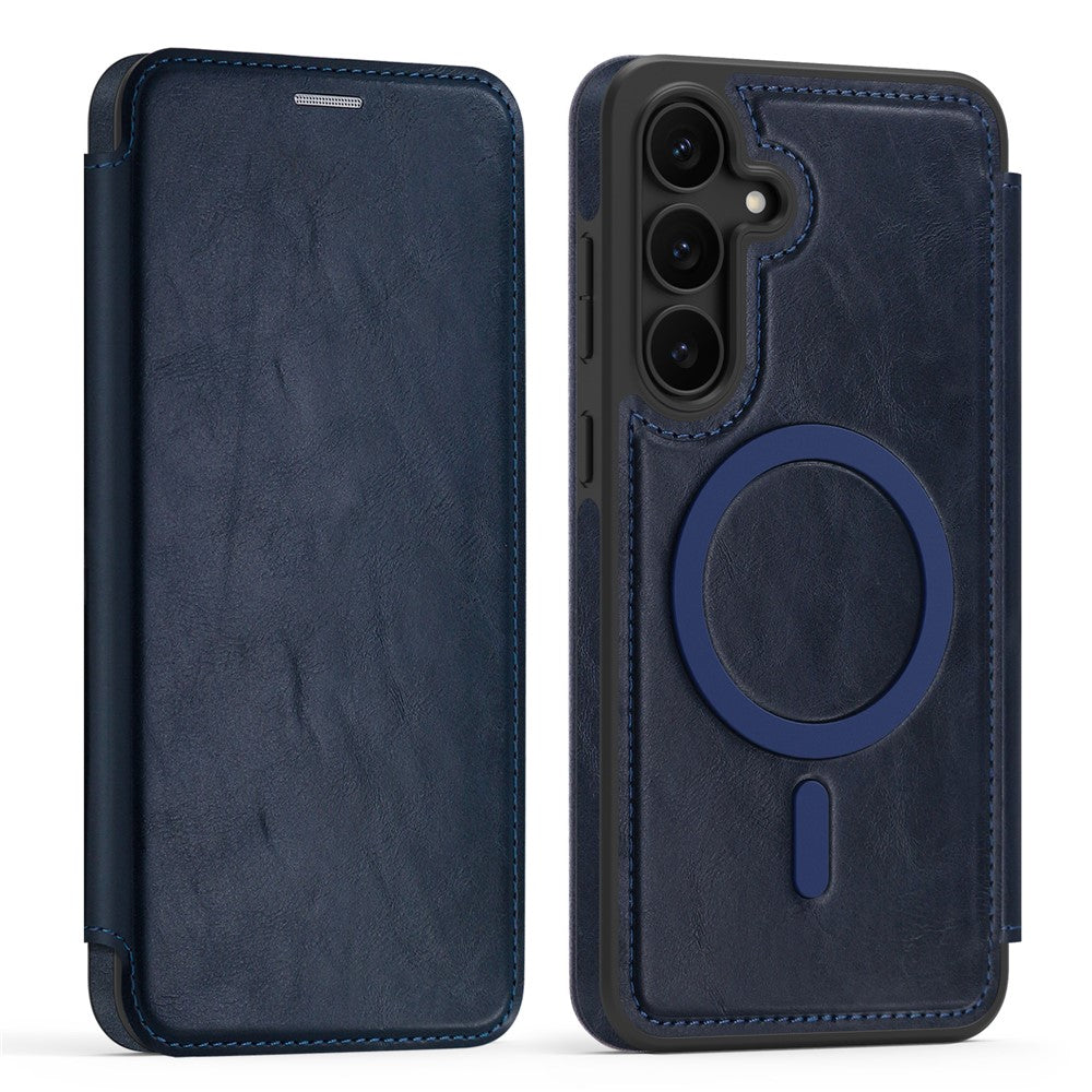 For Samsung Galaxy S25 FE Case Compatible with MagSafe RFID Blocking Card Holder Leather Phone Cover