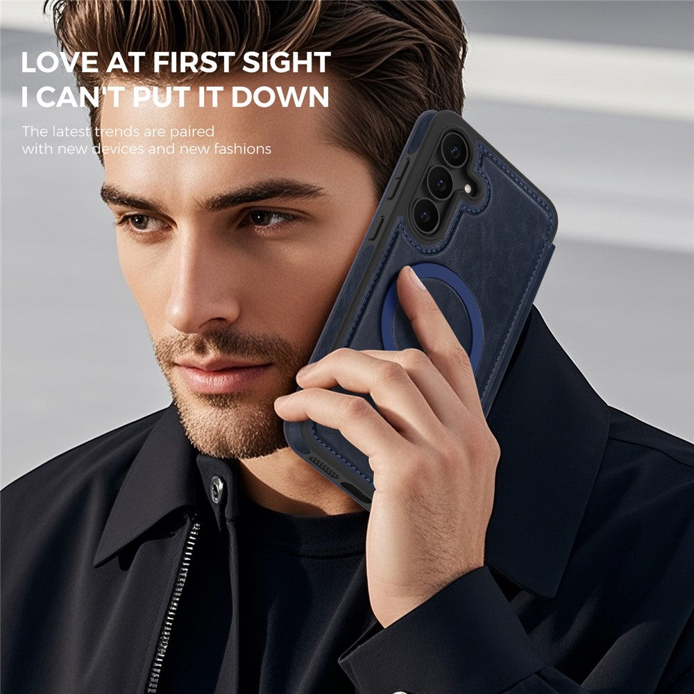 For Samsung Galaxy S25 FE Case Compatible with MagSafe RFID Blocking Card Holder Leather Phone Cover