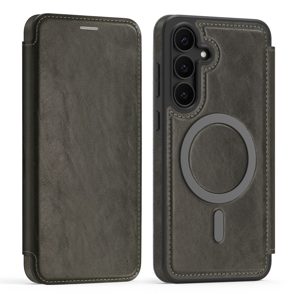 For Samsung Galaxy S25 FE Case Compatible with MagSafe RFID Blocking Card Holder Leather Phone Cover