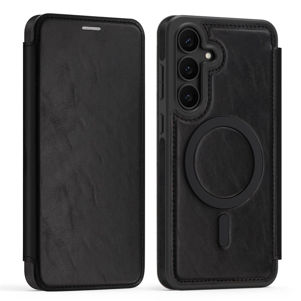 For Samsung Galaxy S25 FE Case Compatible with MagSafe RFID Blocking Card Holder Leather Phone Cover