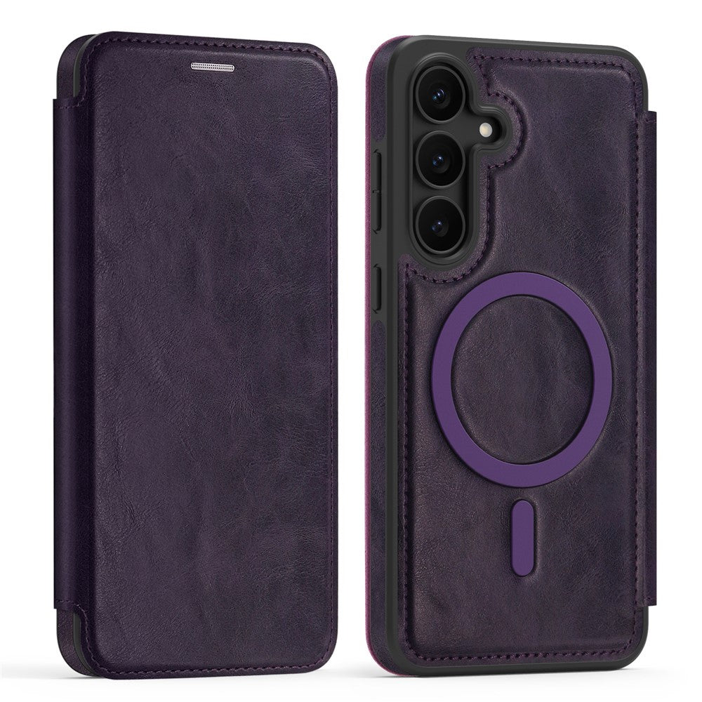 For Samsung Galaxy S25 FE Case Compatible with MagSafe RFID Blocking Card Holder Leather Phone Cover