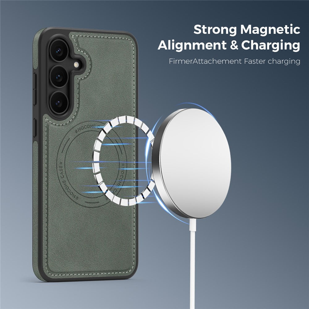 For Samsung Galaxy S25 FE Case Compatible with MagSafe Leather Back Phone Cover