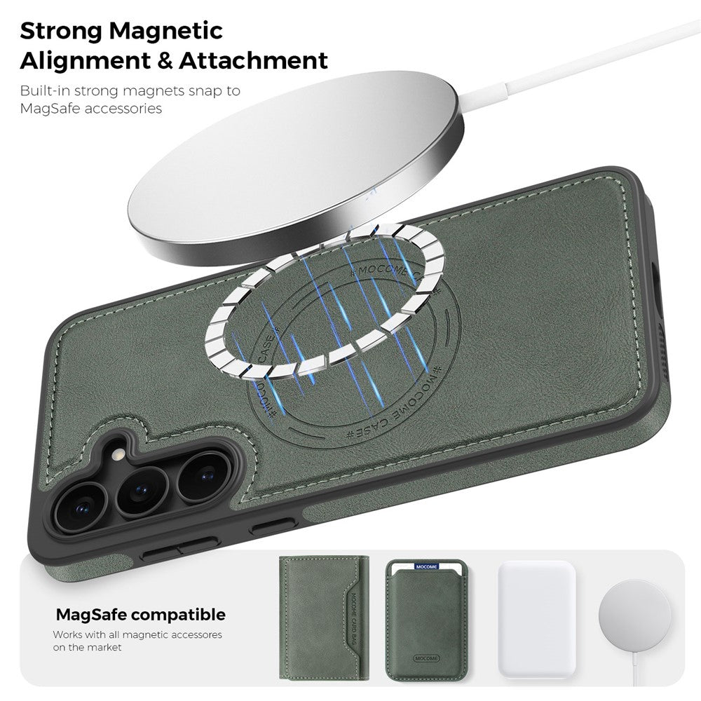 For Samsung Galaxy S25 FE Case Compatible with MagSafe Leather Back Phone Cover