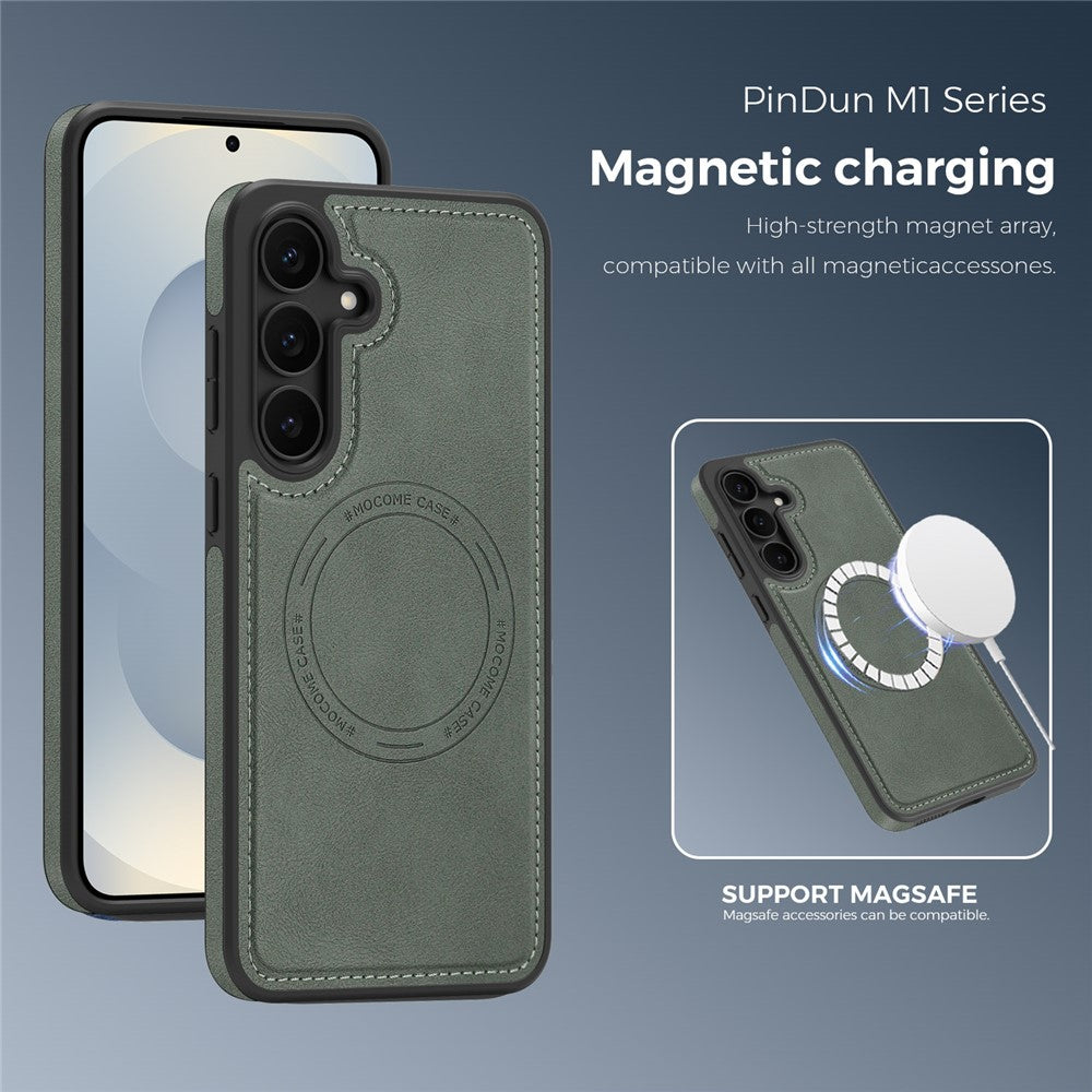 For Samsung Galaxy S25 FE Case Compatible with MagSafe Leather Back Phone Cover