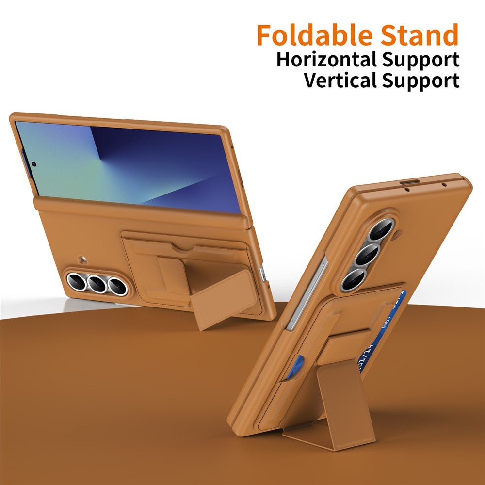 For Samsung Galaxy Z Fold7 5G Case RFID Blocking Card Holder PC Phone Cover with Kickstand