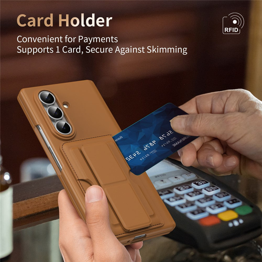 For Samsung Galaxy Z Fold7 5G Case RFID Blocking Card Holder PC Phone Cover with Kickstand