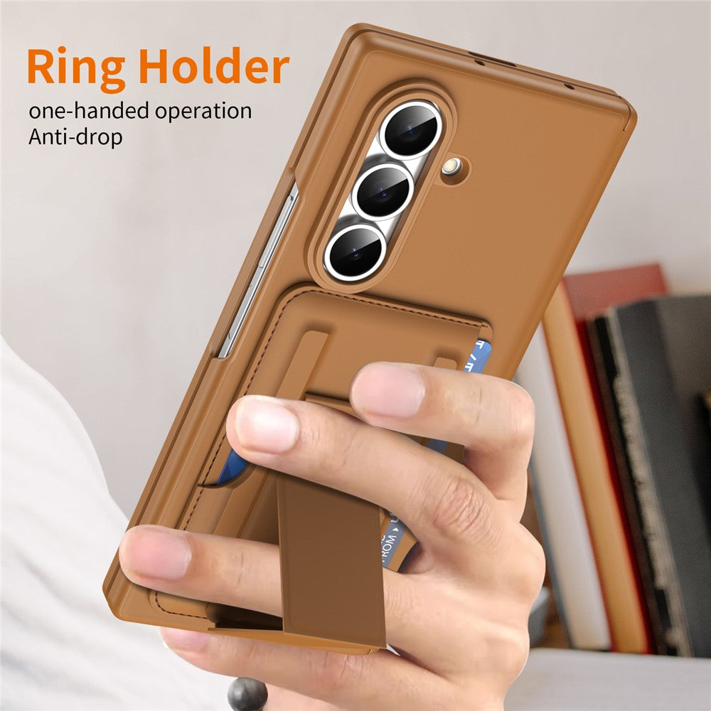 For Samsung Galaxy Z Fold7 5G Case RFID Blocking Card Holder PC Phone Cover with Kickstand