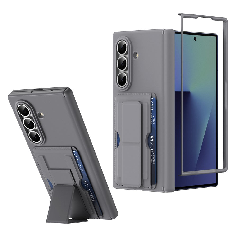 For Samsung Galaxy Z Fold7 5G Case RFID Blocking Card Holder PC Phone Cover with Kickstand