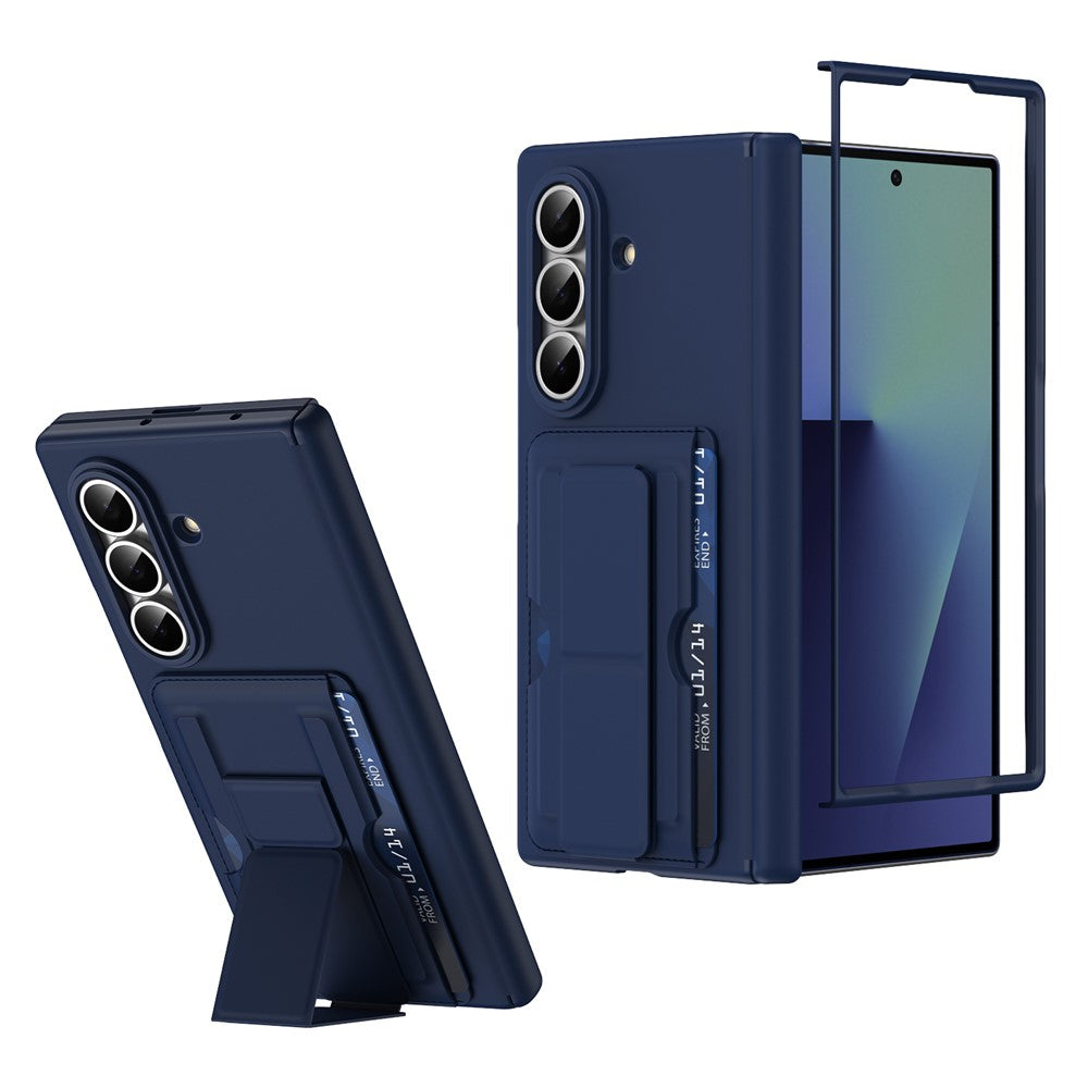 For Samsung Galaxy Z Fold7 5G Case RFID Blocking Card Holder PC Phone Cover with Kickstand