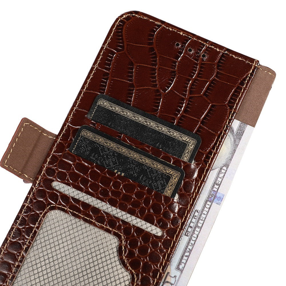 For OnePlus 15 5G Case RFID Blocking Wallet Crocodile Texture Genuine Cow Leather Phone Cover
