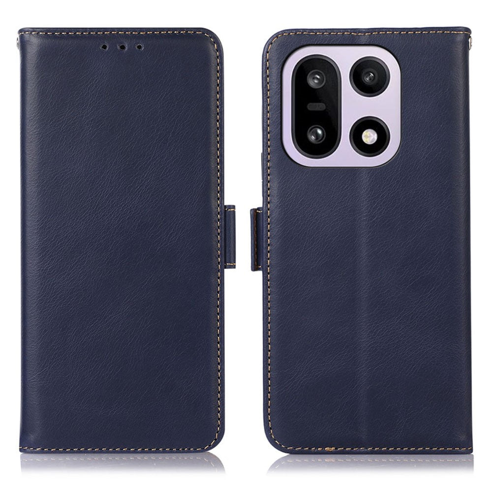 For OnePlus 15 5G Case RFID Blocking Genuine Cow Leather Wallet Phone Cover