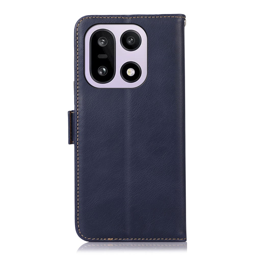 For OnePlus 15 5G Case RFID Blocking Genuine Cow Leather Wallet Phone Cover