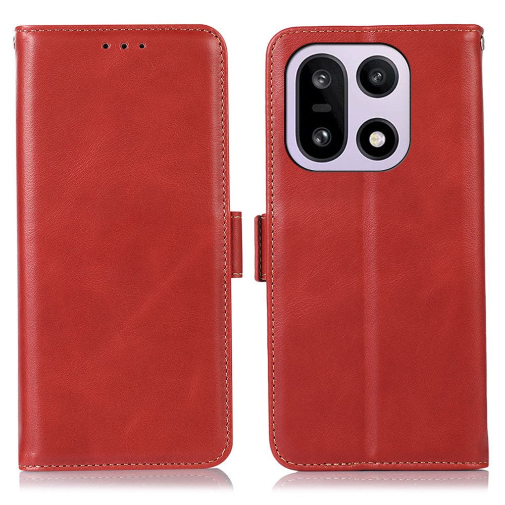 For OnePlus 15 5G Case RFID Blocking Genuine Cow Leather Wallet Phone Cover