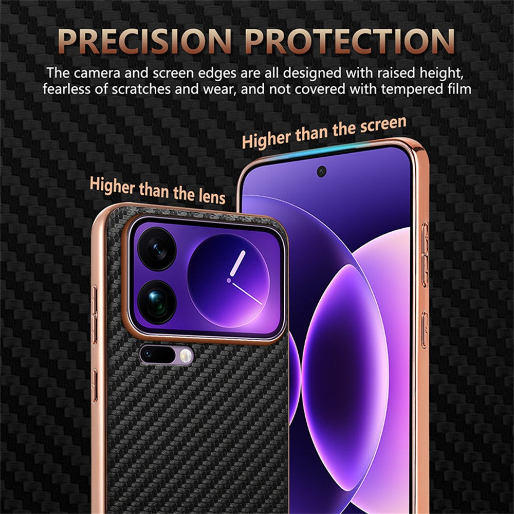 AZNS For Xiaomi 17 Pro Case Electroplating Carbon Fiber Texture PU + TPU Phone Cover