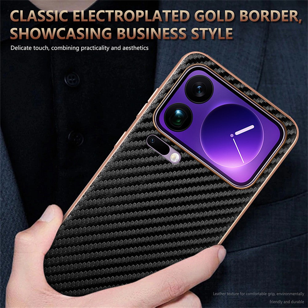 AZNS For Xiaomi 17 Pro Case Electroplating Carbon Fiber Texture PU + TPU Phone Cover