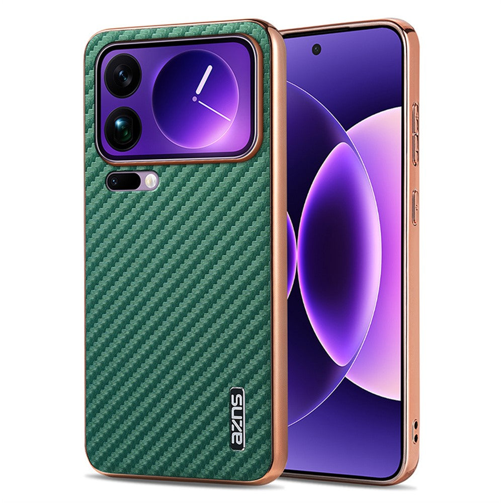 AZNS For Xiaomi 17 Pro Case Electroplating Carbon Fiber Texture PU + TPU Phone Cover